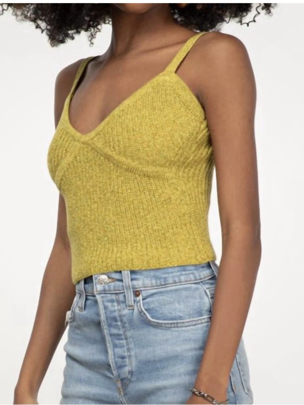Le Superbe Beach to Bar Cami in Peridot Marl Ribbed Knit Cropped
Cashmere/Cotton